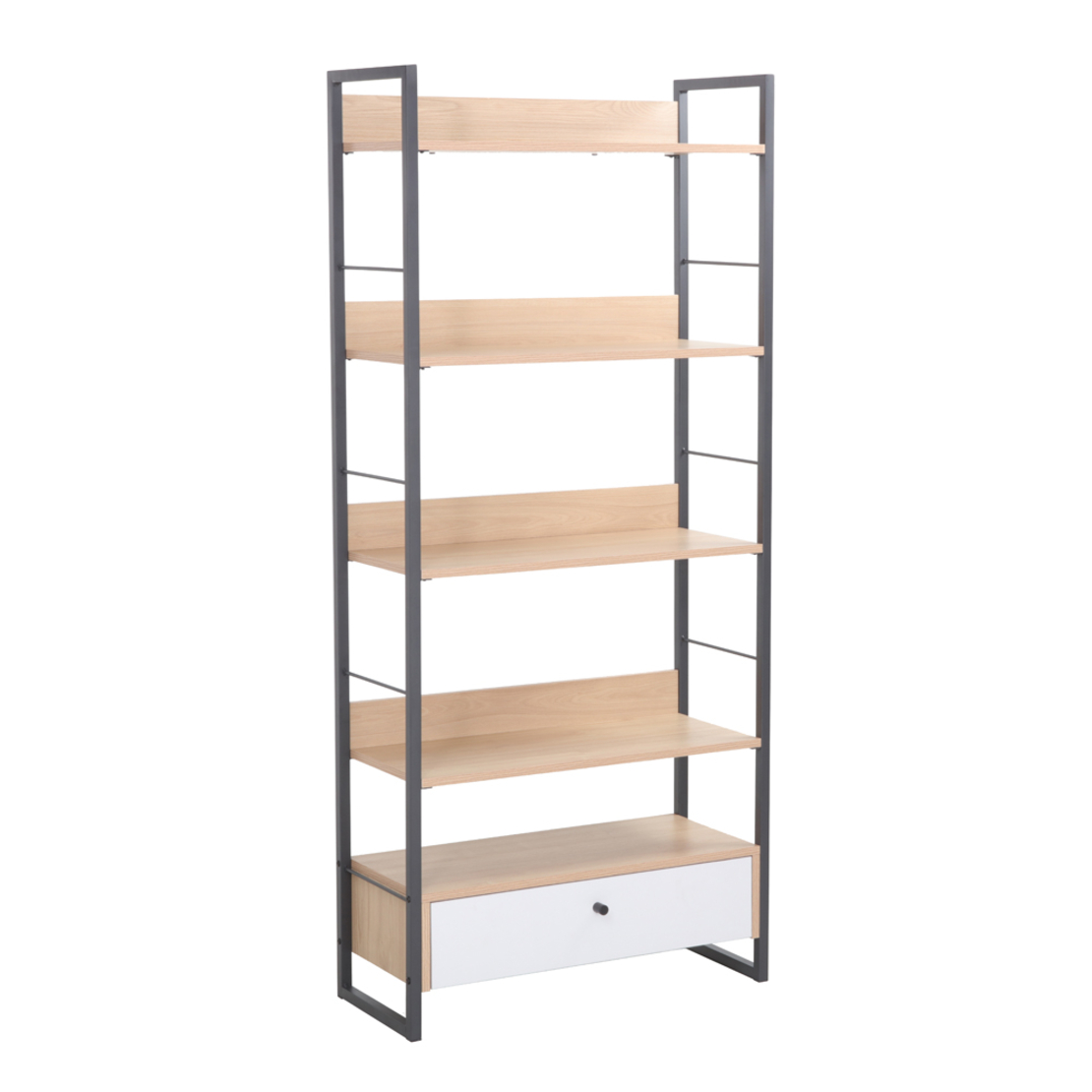 TRILOGY BOOKCASE MELAMINE NATURAL BLACK 70x30xH159