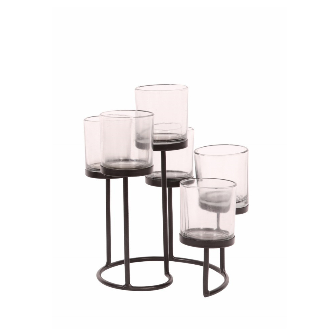SARIO BLACK CANDLE HOLDER IRON GLASS BLACK TRANSPA