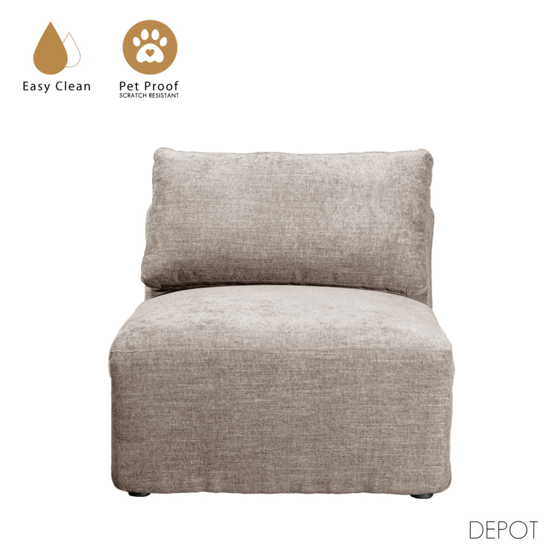 BOX ARMCHAIR EASY CLEAN FABRIC BEIGE E1 EU