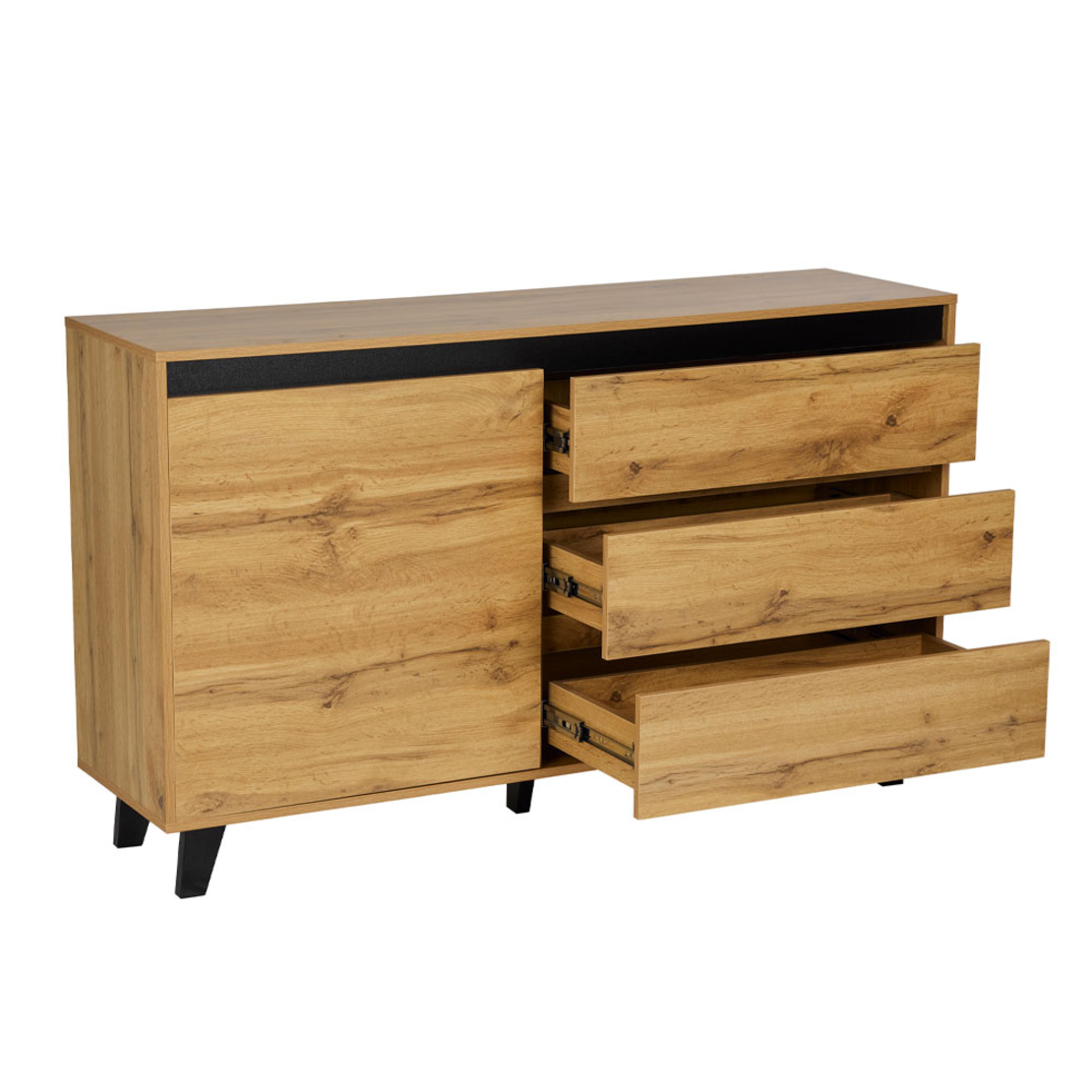 ARABICA SIDEBOARD CHIPBOARD WITH MELAMINE SONOMA BLACK METAL BLACK 138x38xH83cm E1 PRC