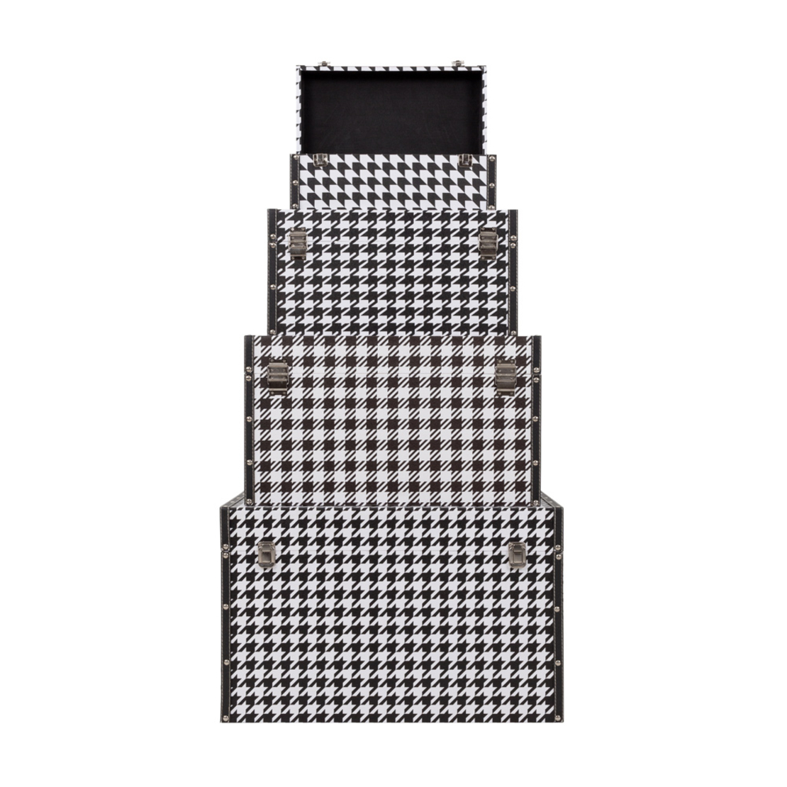 FERRE CHESTS SET 4PCS CANVAS BLACK WHITE MDF 64x40xH40cm E1 PRC