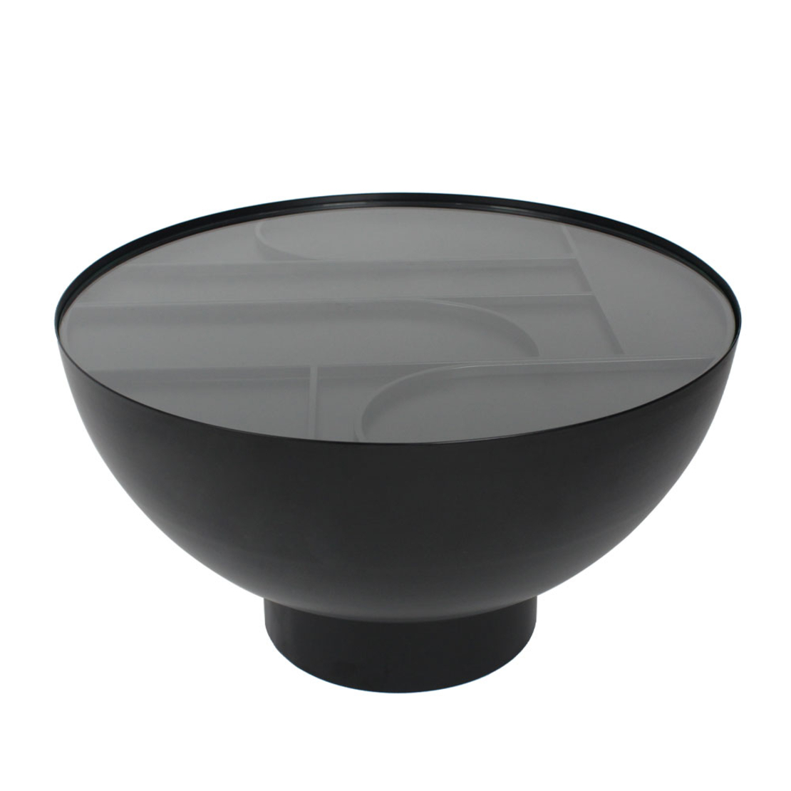 ARCHES COFFEE TABLE METAL BLACK GLASS 70x70xH40cm