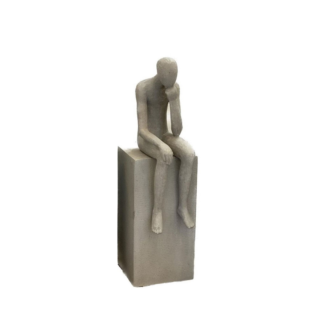 THINKING MAN DECO FIGURE ARTIFICIAL STONE BEIGE 23