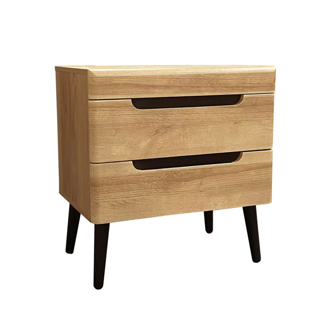 GRIF NIGHTSTAND 2DRAWERS MELAMINE NATURAL BLACK E1 PRC