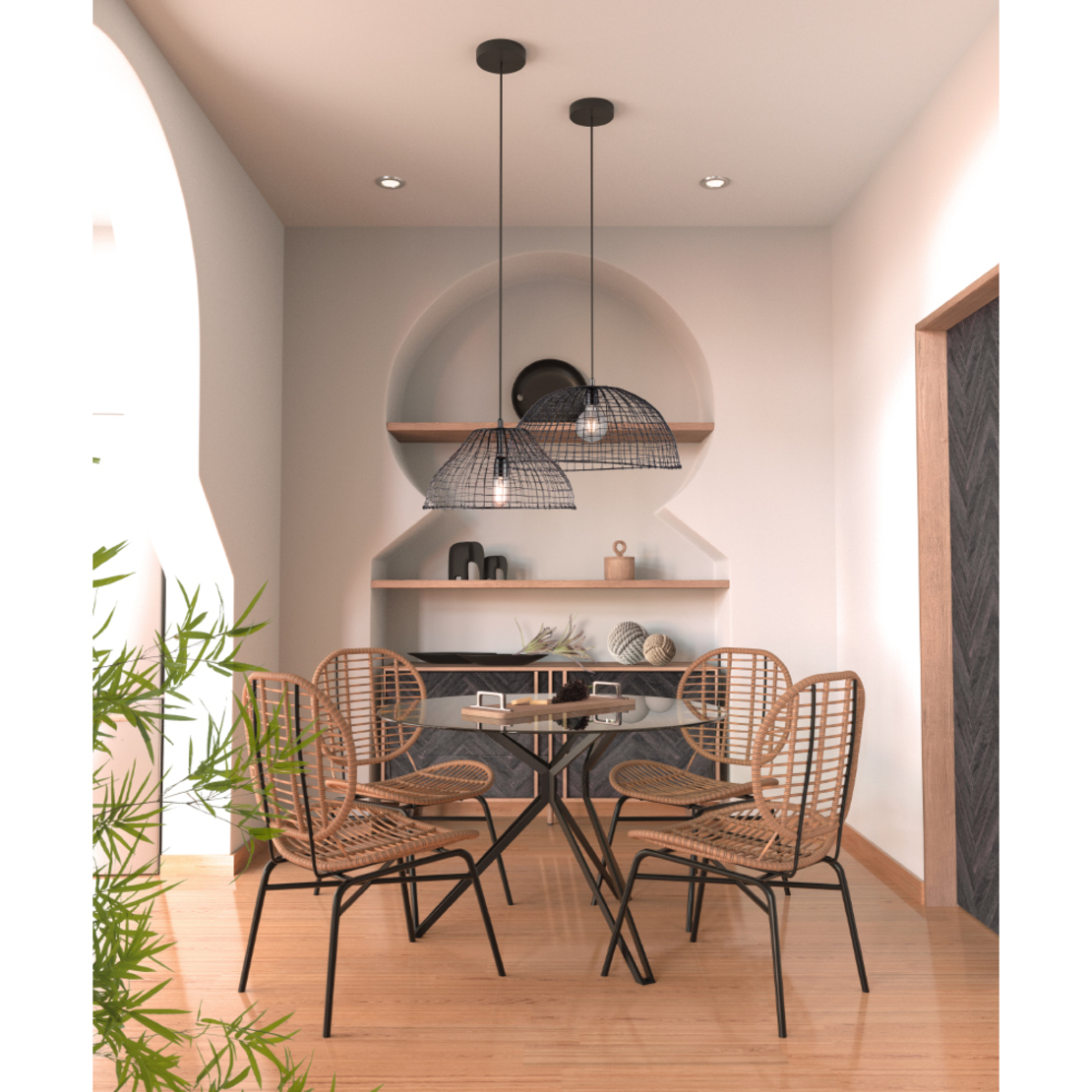 NOIR TABLE ROUND TABLE METAL BLACK GLASS TRANSPARENT PRC