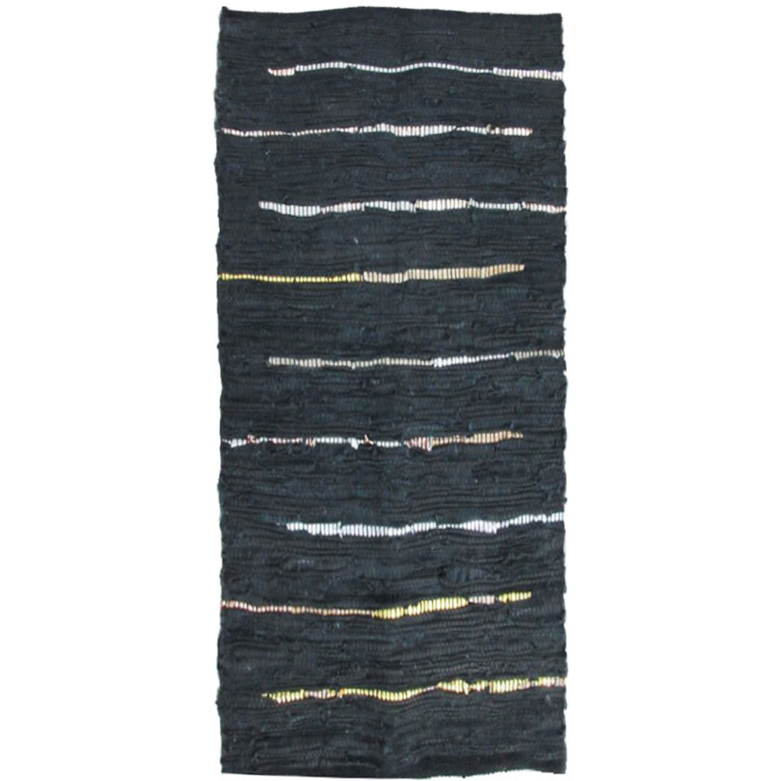 LINES CARPET LEATHER BLACK BEIGE WHITE 70x150cm IN