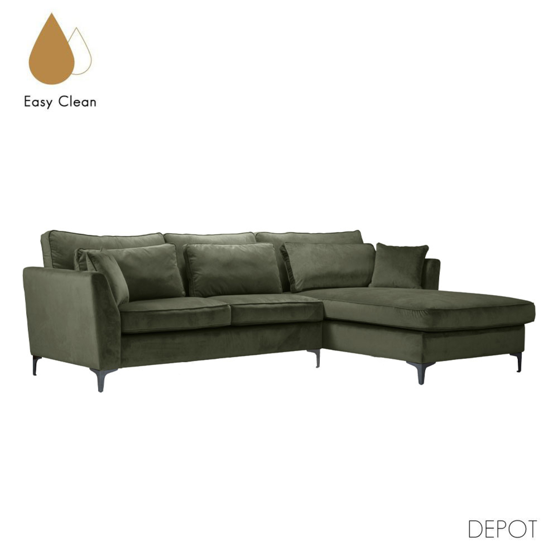FOREVER SOFA CORNER RIGHT EASY CLEAN FABRIC OLIVE GREEN E1 EU