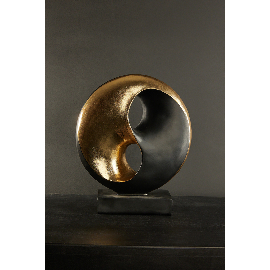 YIN YANG DECO POLYRESIN GOLD BLACK 27x9,5xH30,5cm