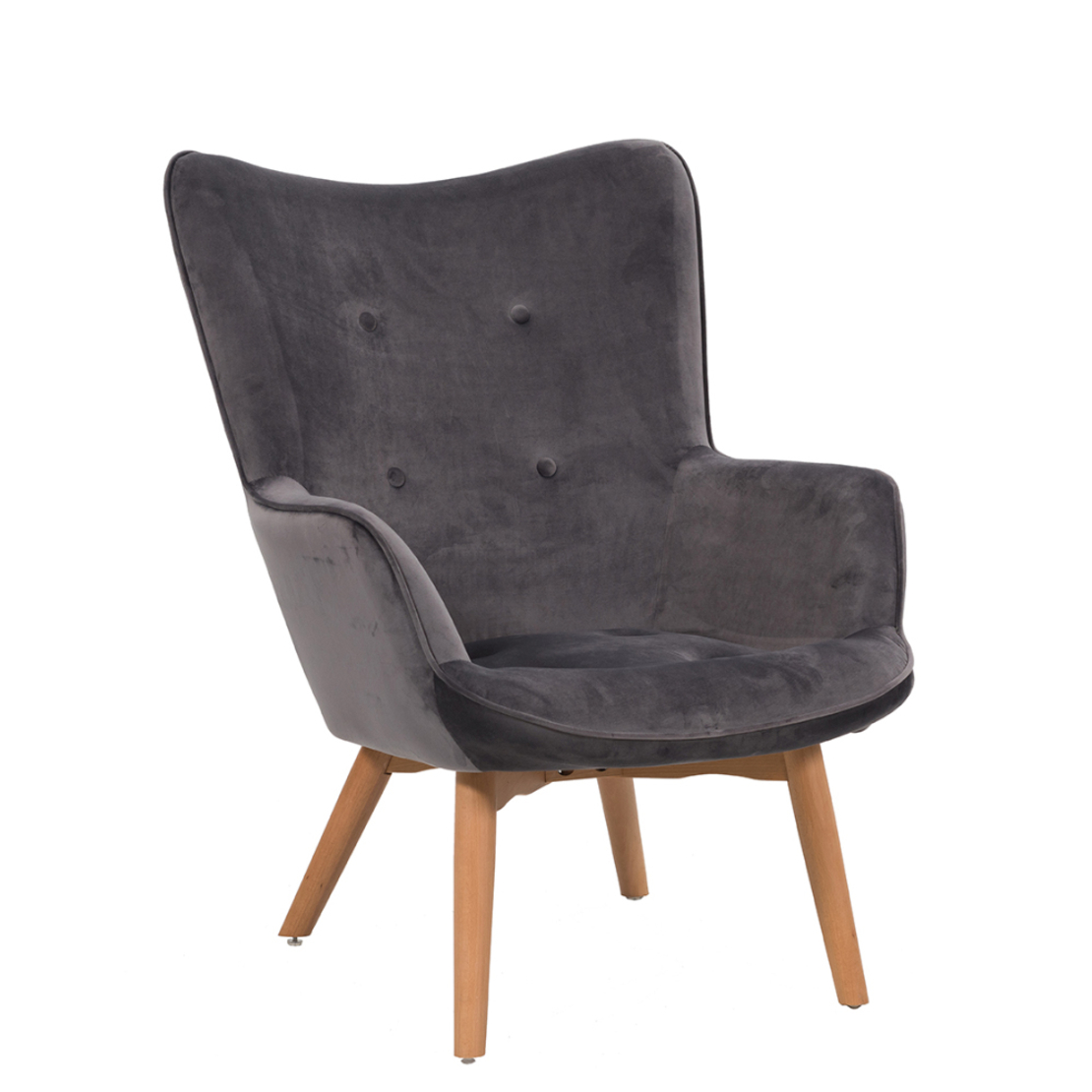 POP UP ARMCHAIR FABRIC GREY WOOD NATURAL E1 PRC