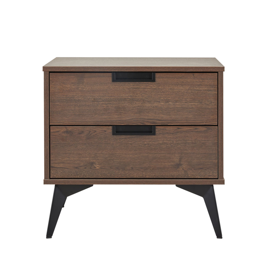 NUEZ NIGHTSTAND 2DRAWERS MELAMINE WALNUT METAL BLA
