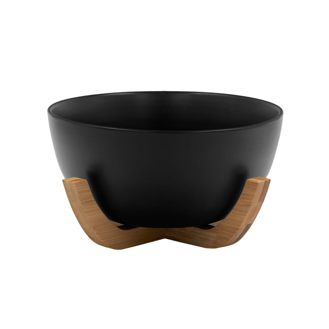CURVE BOWL SERVING PORCELAIN BAMBOO BLACK NATURAL