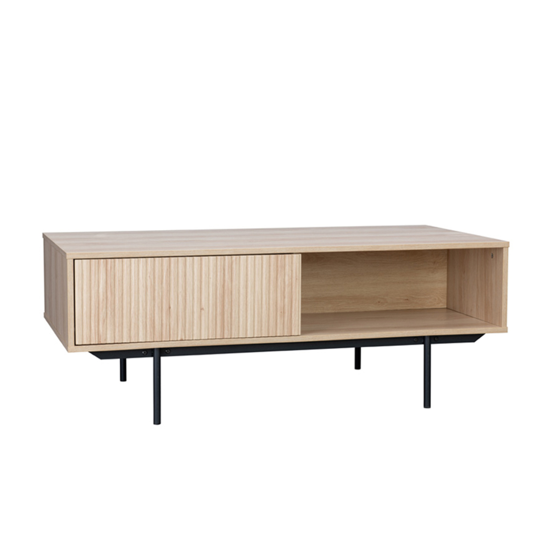 RIGOTE COFFEE TABLE 1DRAWER CHIPBOARD WITH MELAMINE CARTA SONOMA METAL BLACK 120x59xH45cm E1 PRC