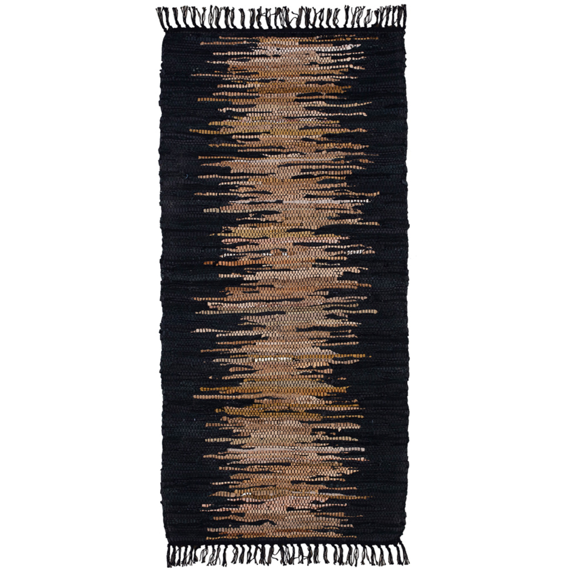 TERRA CARPET LEATHER BLACK BEIGE 70x150cm IN