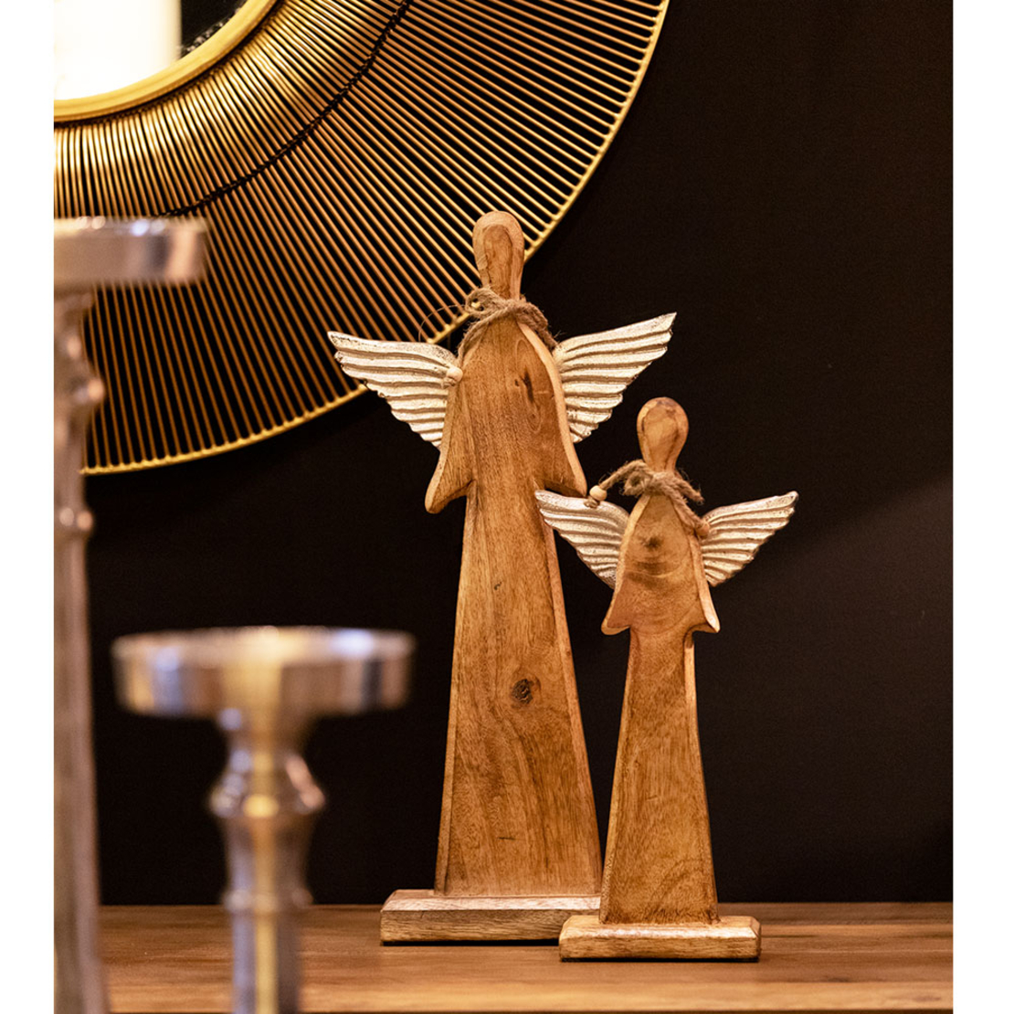 XMAS ANJO ANGEL WITH WINGS WOOD MANGO ALUMINIUM NA