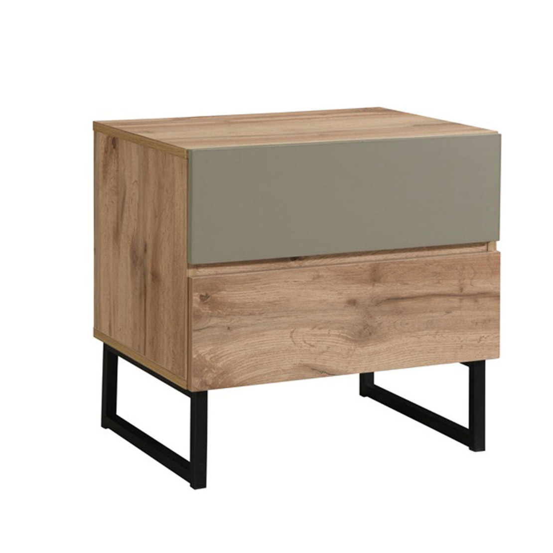VERDE NIGHTSTAND 2DRAWERS CHIPBOARD WITH MELAMINE CARTA NATURAL CHIPBOARD WITH MELAMINE CARTA MINT BLACK E1