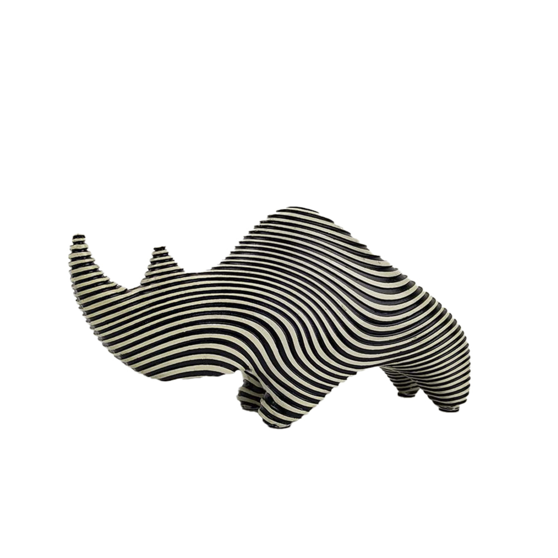 CHARLES DECO RHINOCERUS POLYRESIN WHITE BLACK 24,2