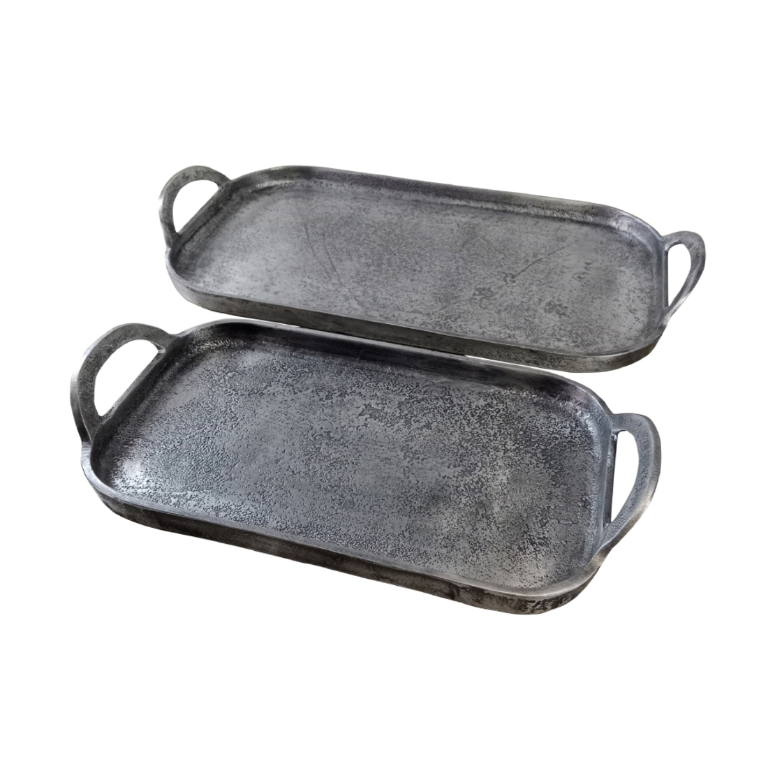 KIRAT TRAY SET 2PCS ALUMINIUM SILVER ANTIQUE 46-36