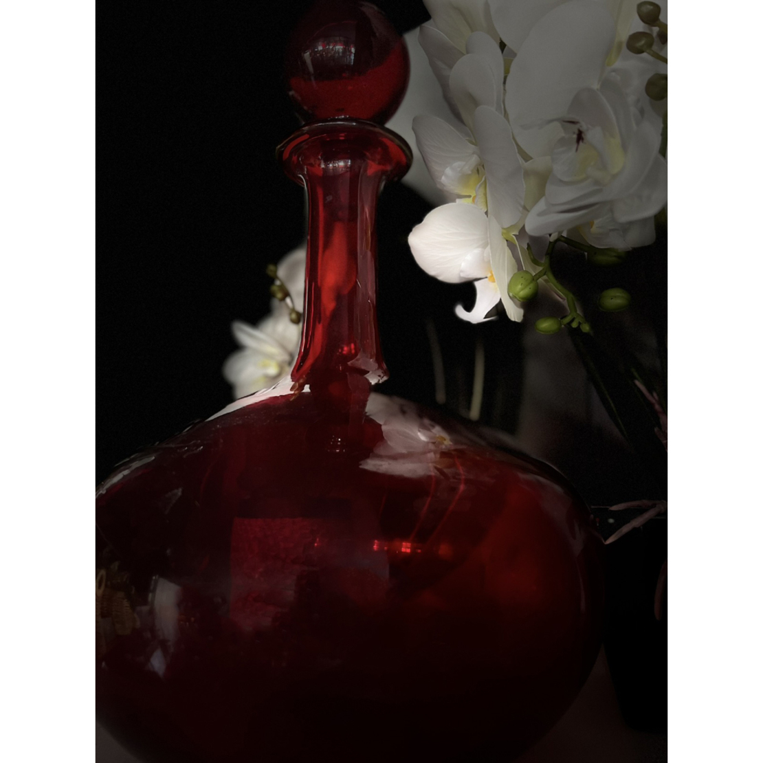 GABHAIL BOTILIA WITH LID GLASS ORANGE 27x27xH33cm