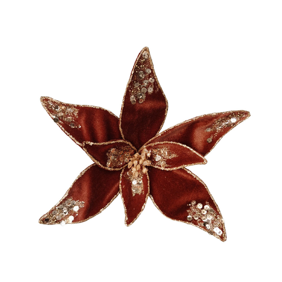 XMAS BROCADE FLOWER 3 FLOWER TERRACOTTA PRC