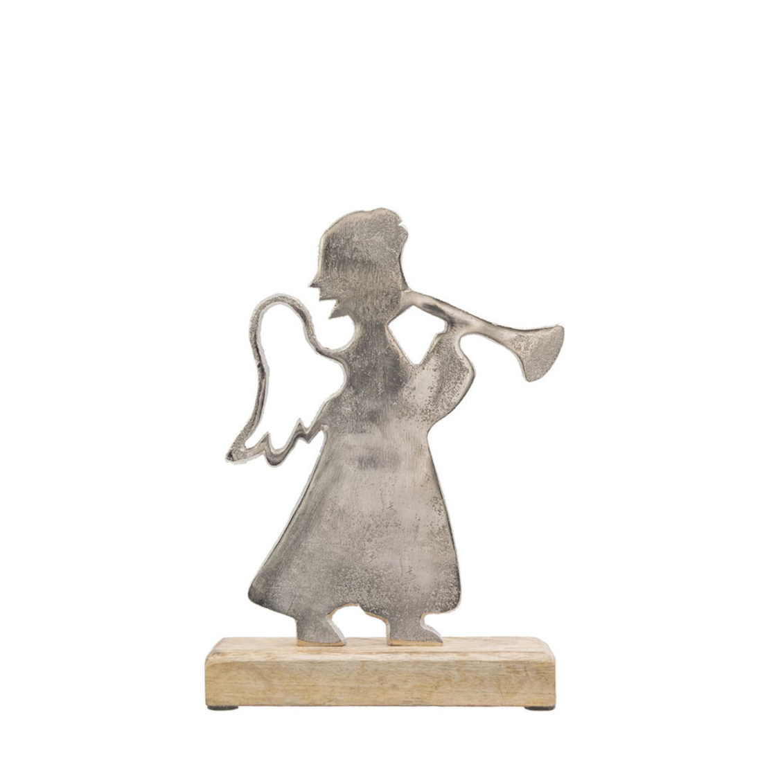 XMAS SACRO 1 ANGEL WOOD ALUMINIUM SILVER 18x5xH22c