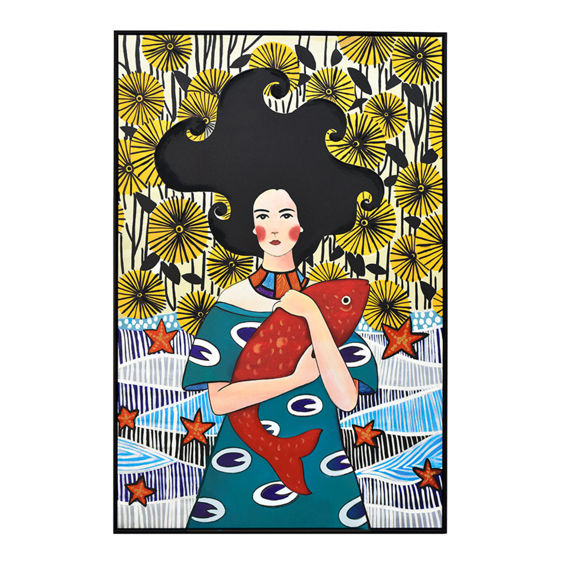 CONCERN PAINTING CANVAS MULTICOLOR WOOD FRAME BLAC