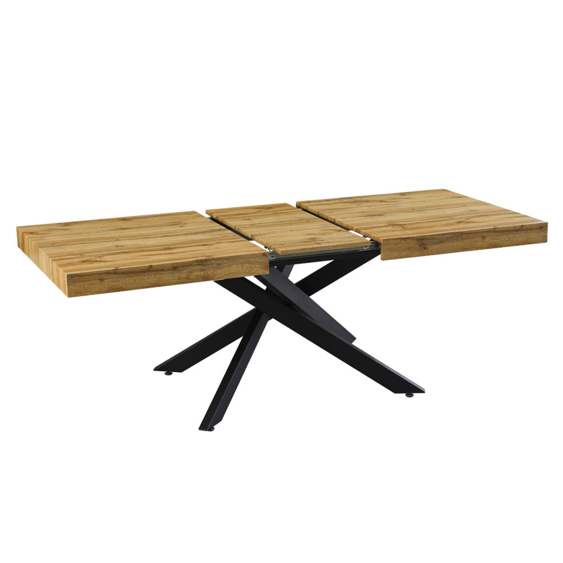 KIMONO TABLE EXTENDABLE MDF WITH PAPER VENEER NATURAL METAL BLACK PRC