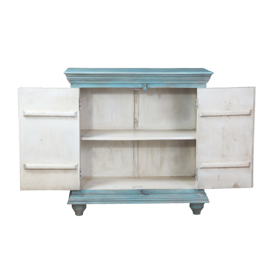AMORGOS COMMODE 2DOORS WOOD MANGO BLUE LIGHT IN