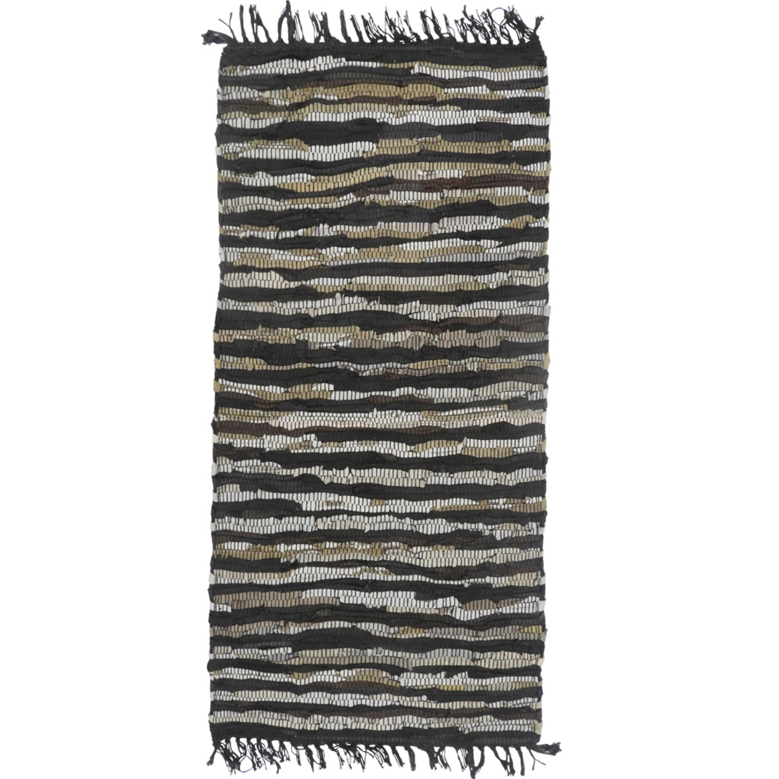 BOHO CARPET LEATHER BLACK BEIGE 70x150cm IN