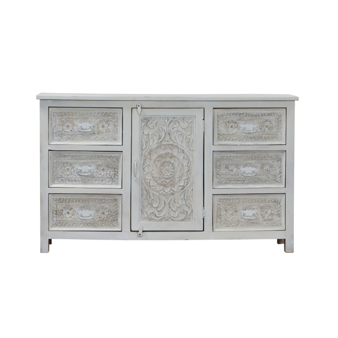 FOLEGANDROS SIDEBOARD WOOD MANGO WHITE ANTIQUE 150x40xH90cm IN