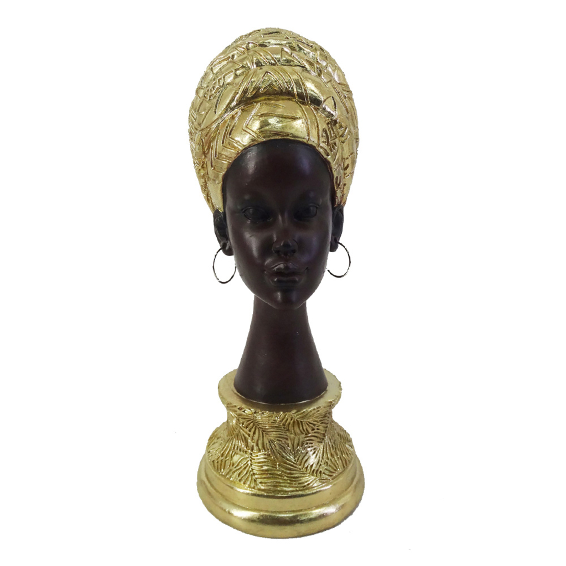 AFRICAN QUEEN DECO FACE POLYRESIN GOLD BLACK 10x15