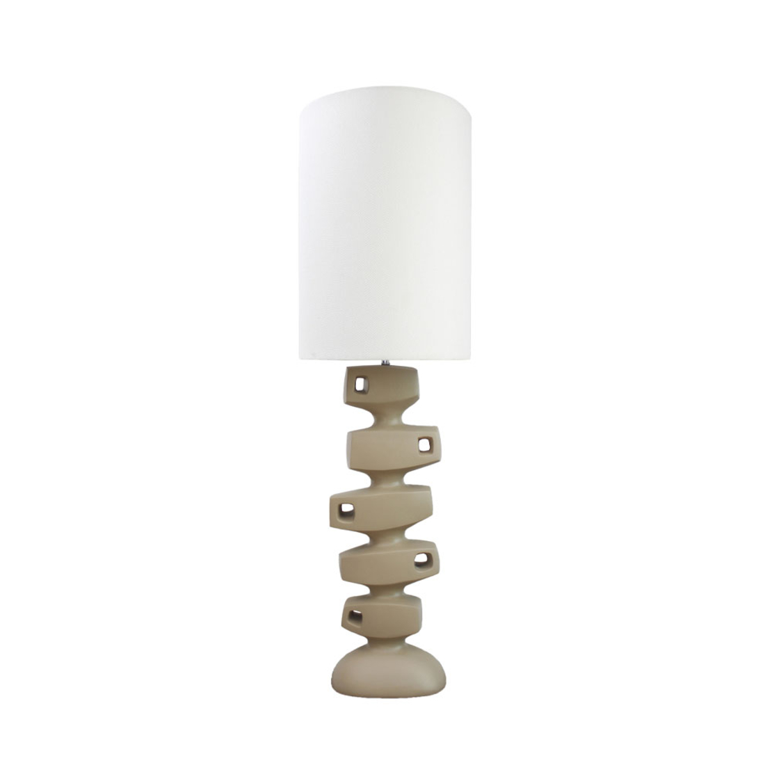 CYRANO LAMP FLOOR POLYRESIN LINEN BEIGE WHITE H117