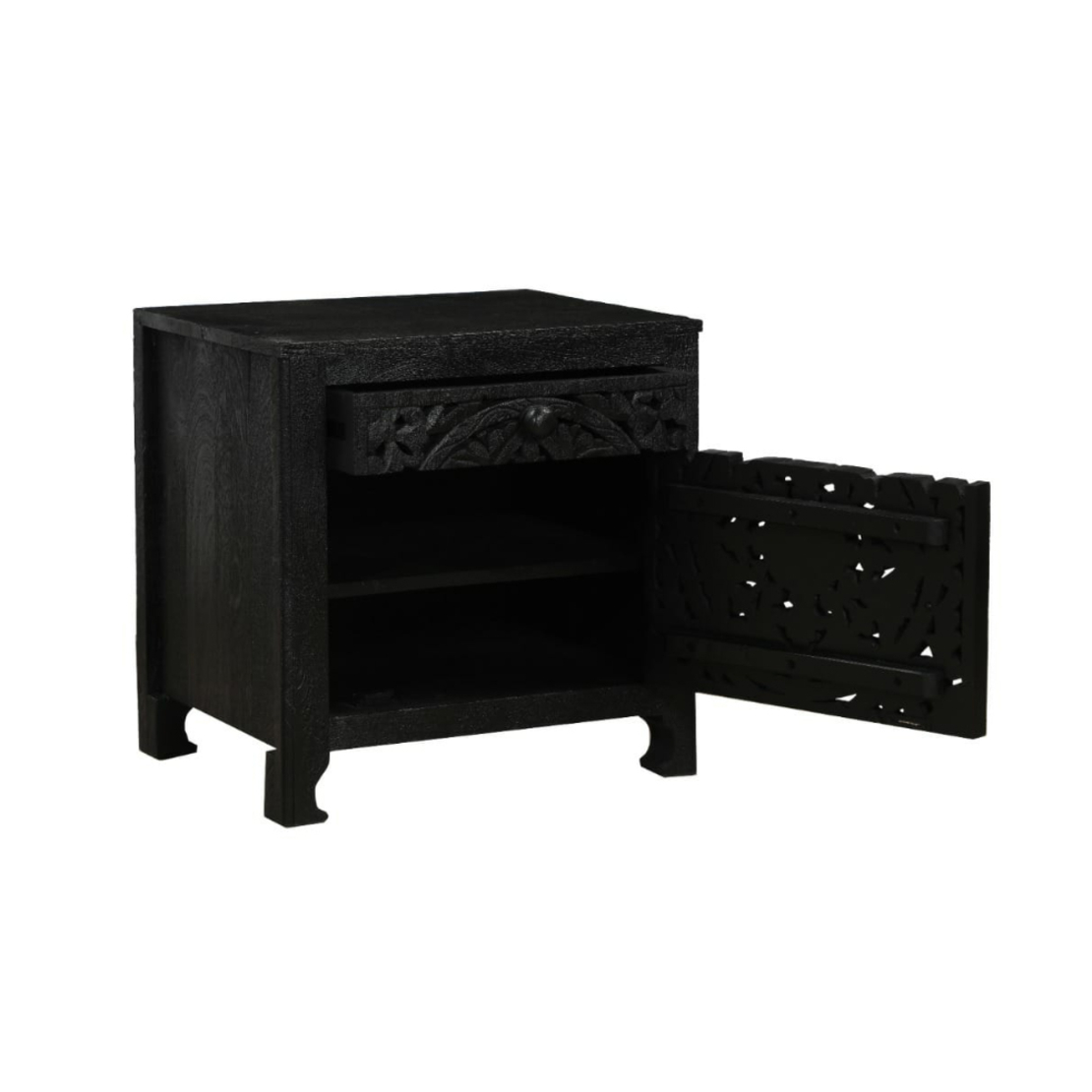 VOLCANO NIGHTSTAND 1DOOR 1DRAWER WOOD MANGO BLACK IN