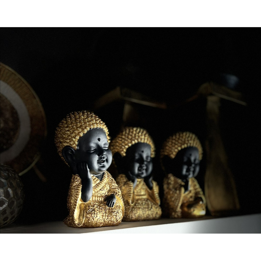 BABY BUDDHA 2 DECO BUDDHA POLYRESIN GOLD BLACK 11,