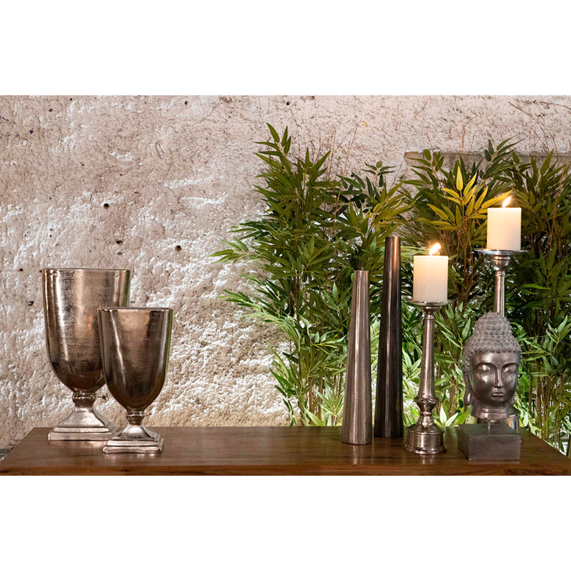 PILLAR CANDLE HOLDER ALUMINIUM SILVER D17xH59cm IN