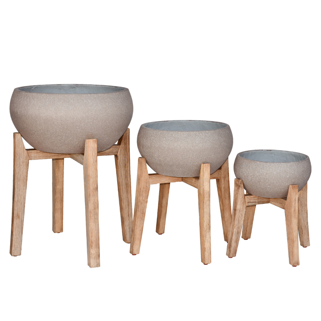 MOSS PLANTER SET 3PCS CONCRETE WOOD BROWN LIGHT NA