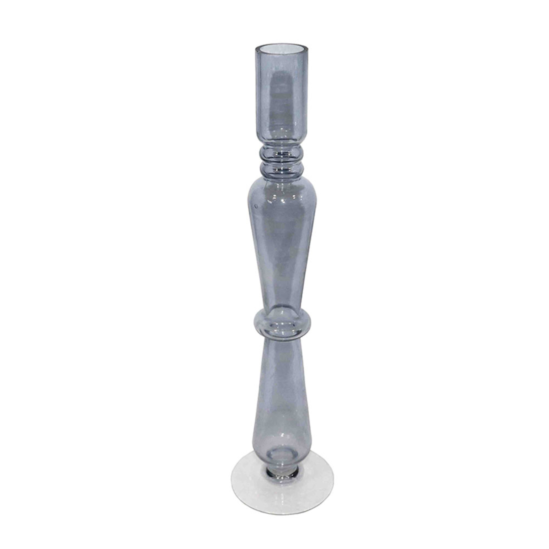 BALLON CANDLE HOLDER GLASS GREY D9xH37cm IN