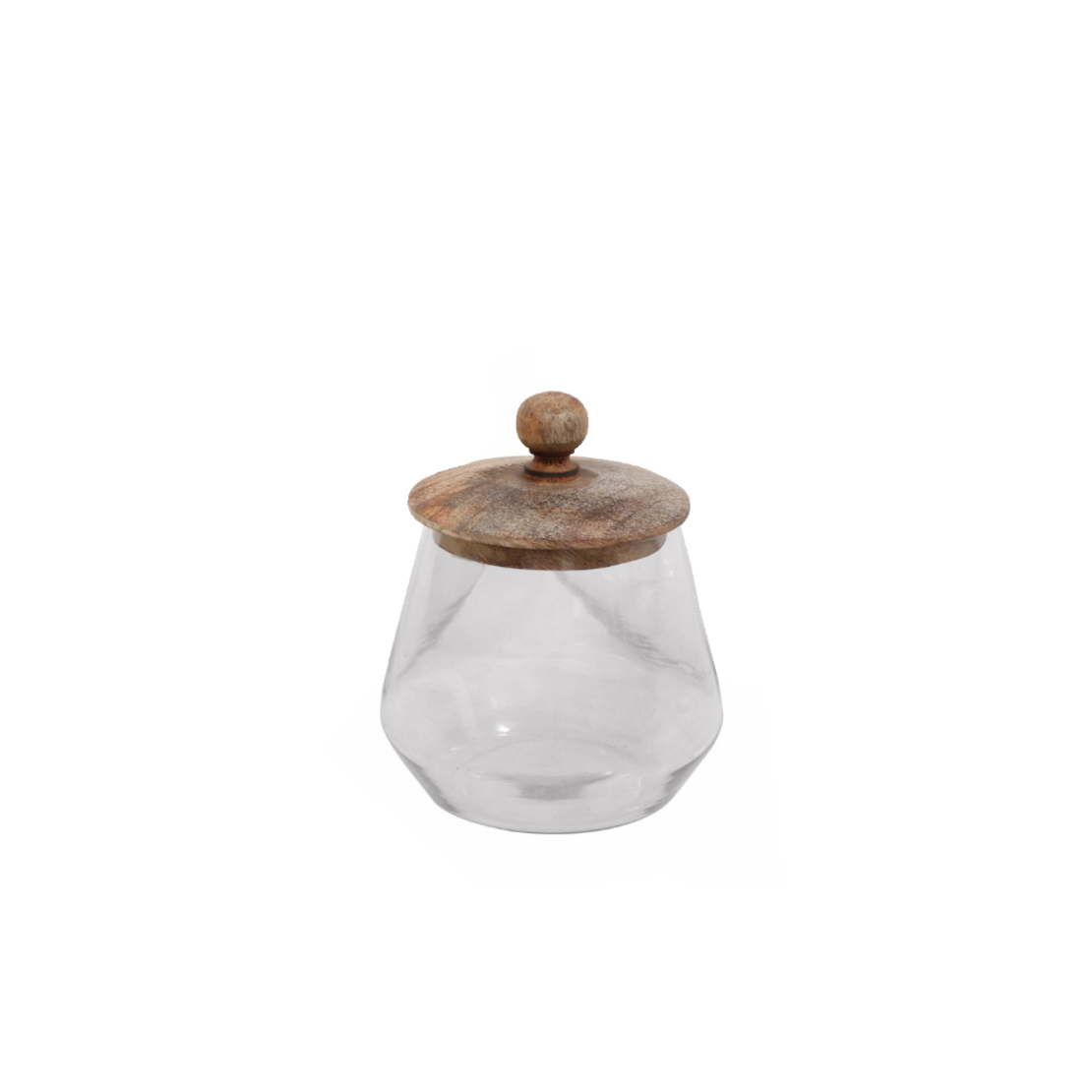 LYRE STORAGE JAR WITH LID GLASS WOOD NATURAL TRANS