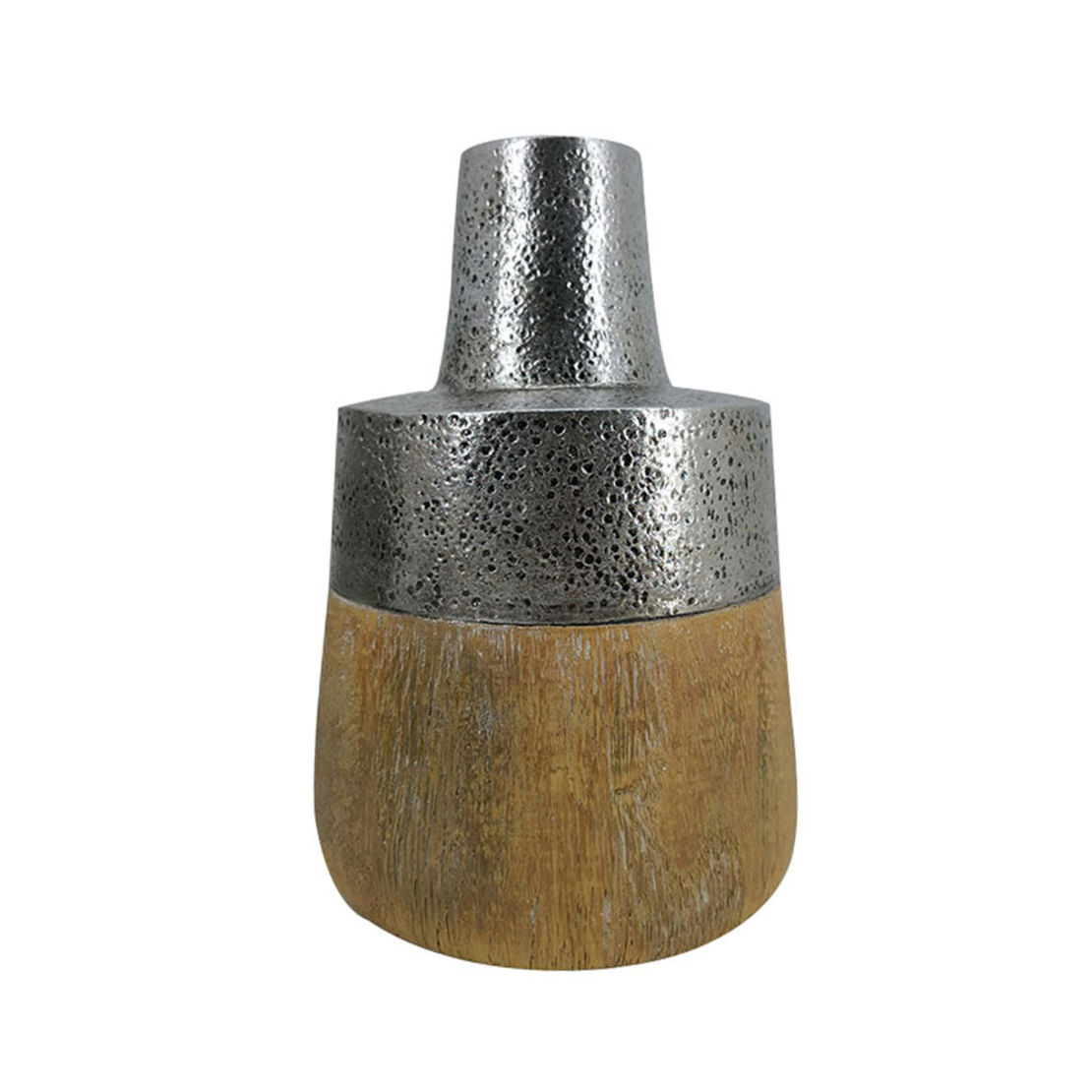 CHERN VASE POLYRESIN NATURAL SILVER D13,5xH19,5cm