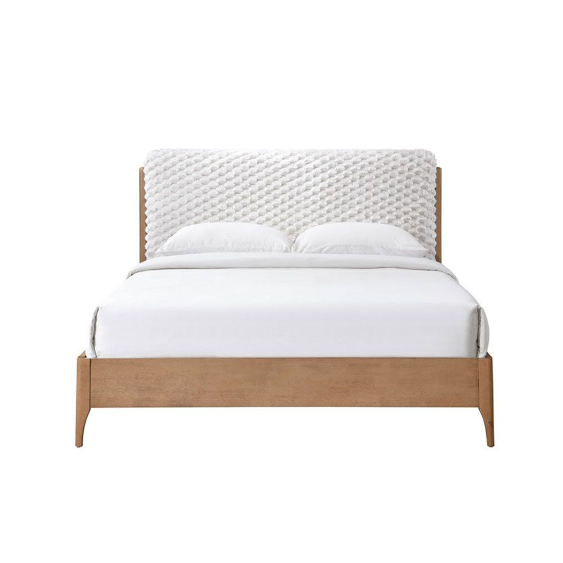 LORDY BED (FOR MATTRESS 160x196cm) FABRIC CREAM FABRIC WALNUT LIGHT MY