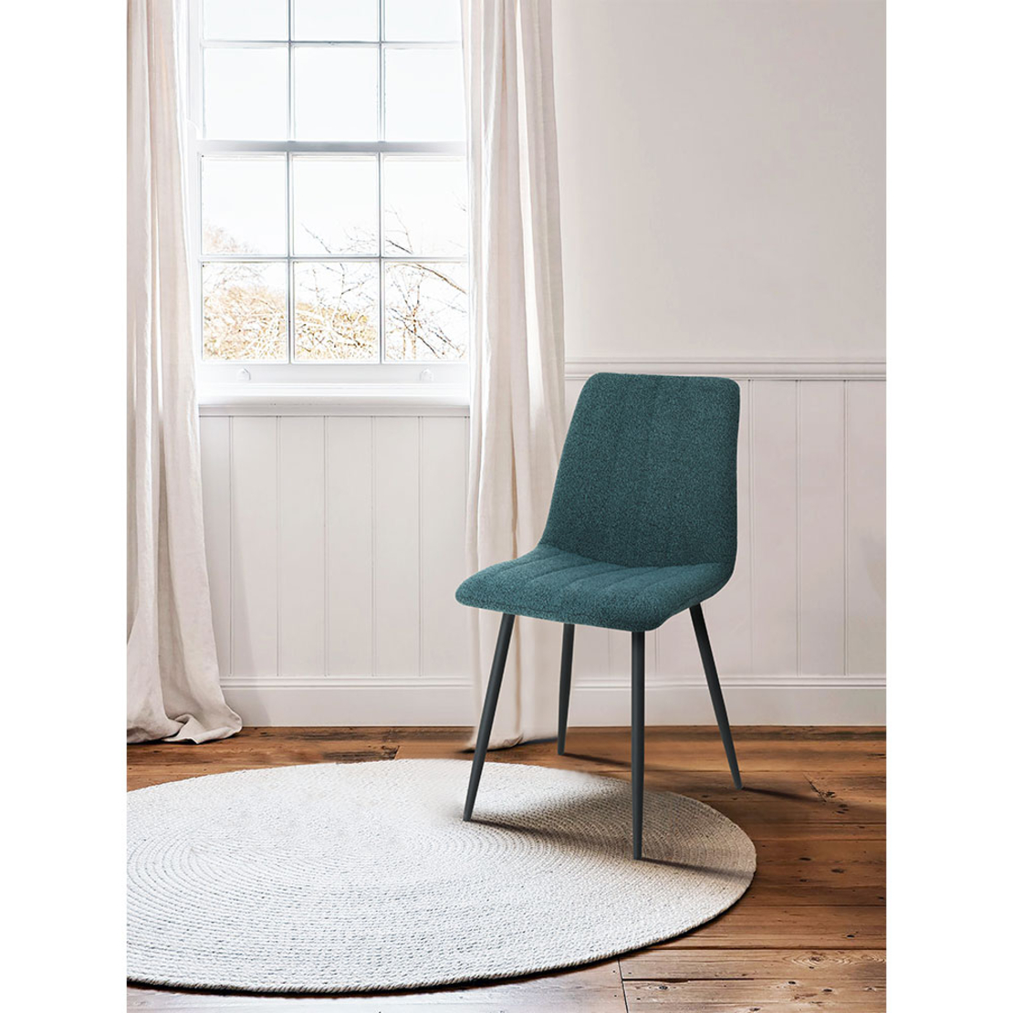 PRAGA CHAIR FABRIC PETROL METAL BLACK E1 PRC