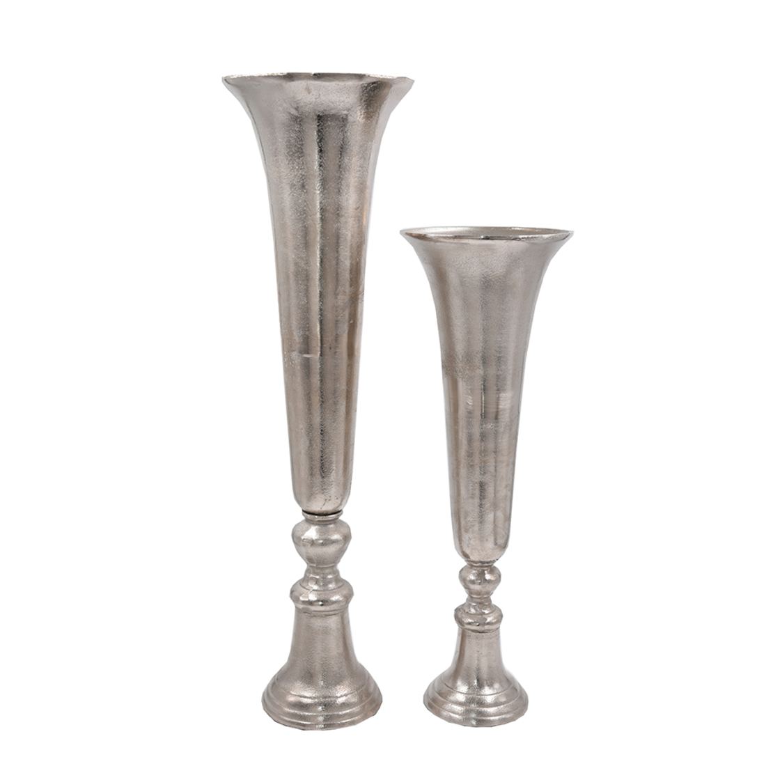 FLORES VASE ALUMINIUM SILVER 19x19xH55cm IN