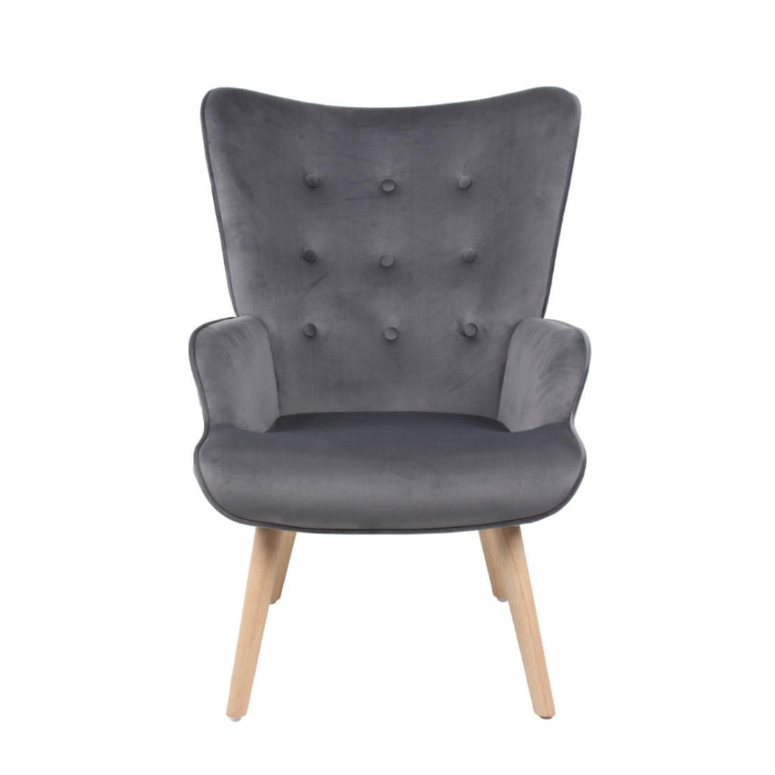 AMICA ARMCHAIR FABRIC GREY WOOD NATURAL E1 PRC