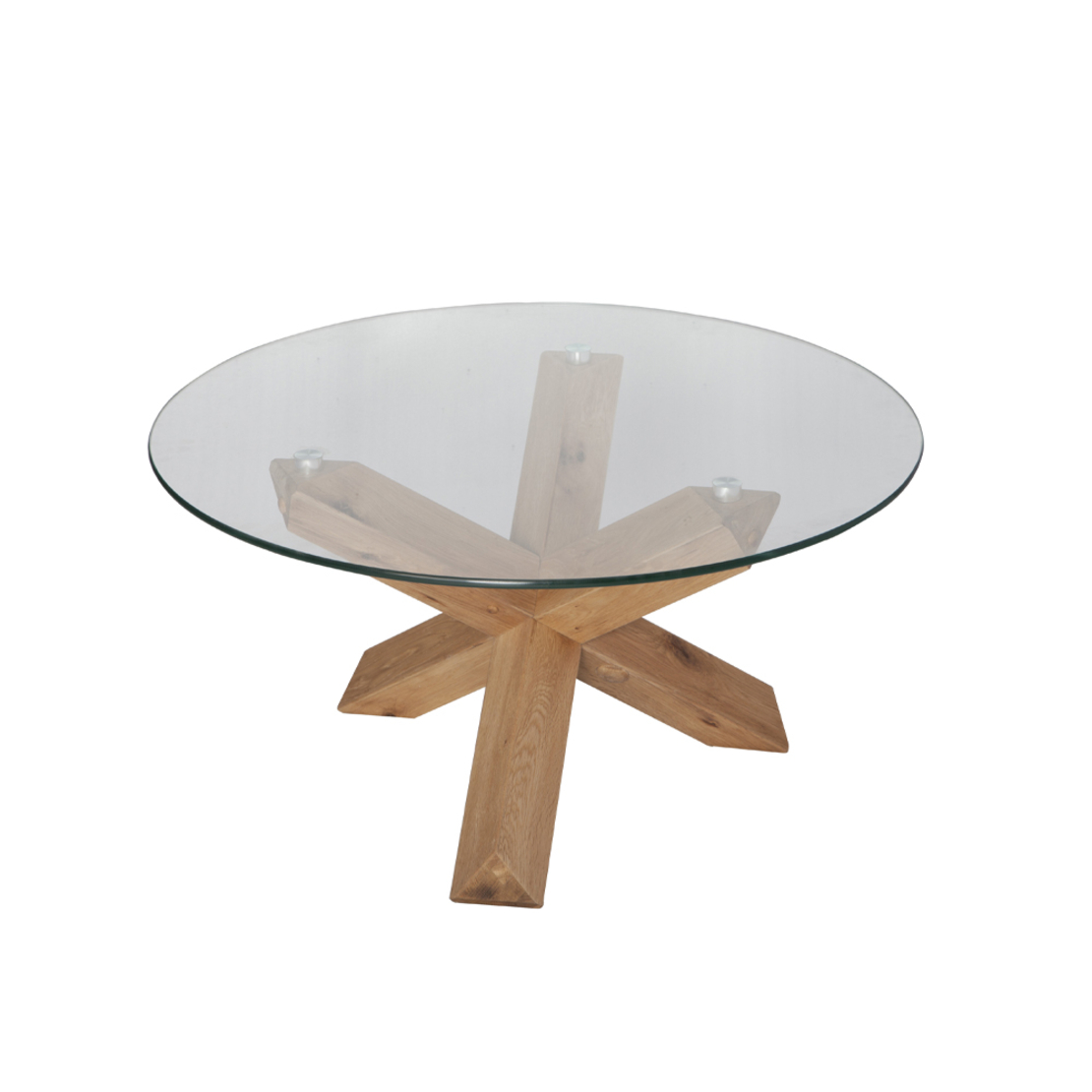 GLASS COFFEE TABLE TEMPERED GLASS TRANSPARENT WOOD MANGO OAK OAK 80x80xH42cm E1 PRC