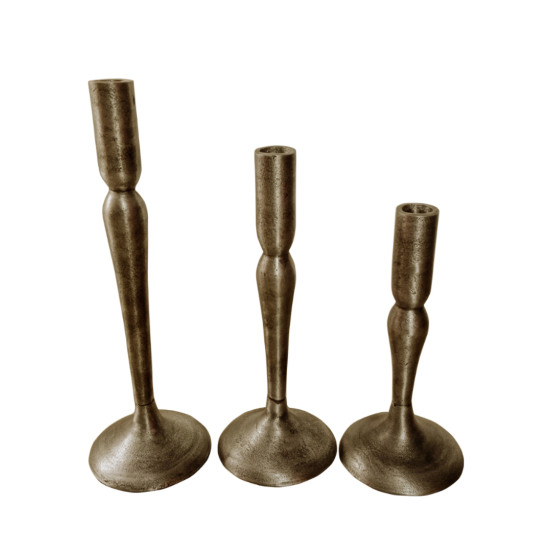 DEMEK CANDLE HOLDER SET 3PCS ALUMINIUM GOLD ANTIQU