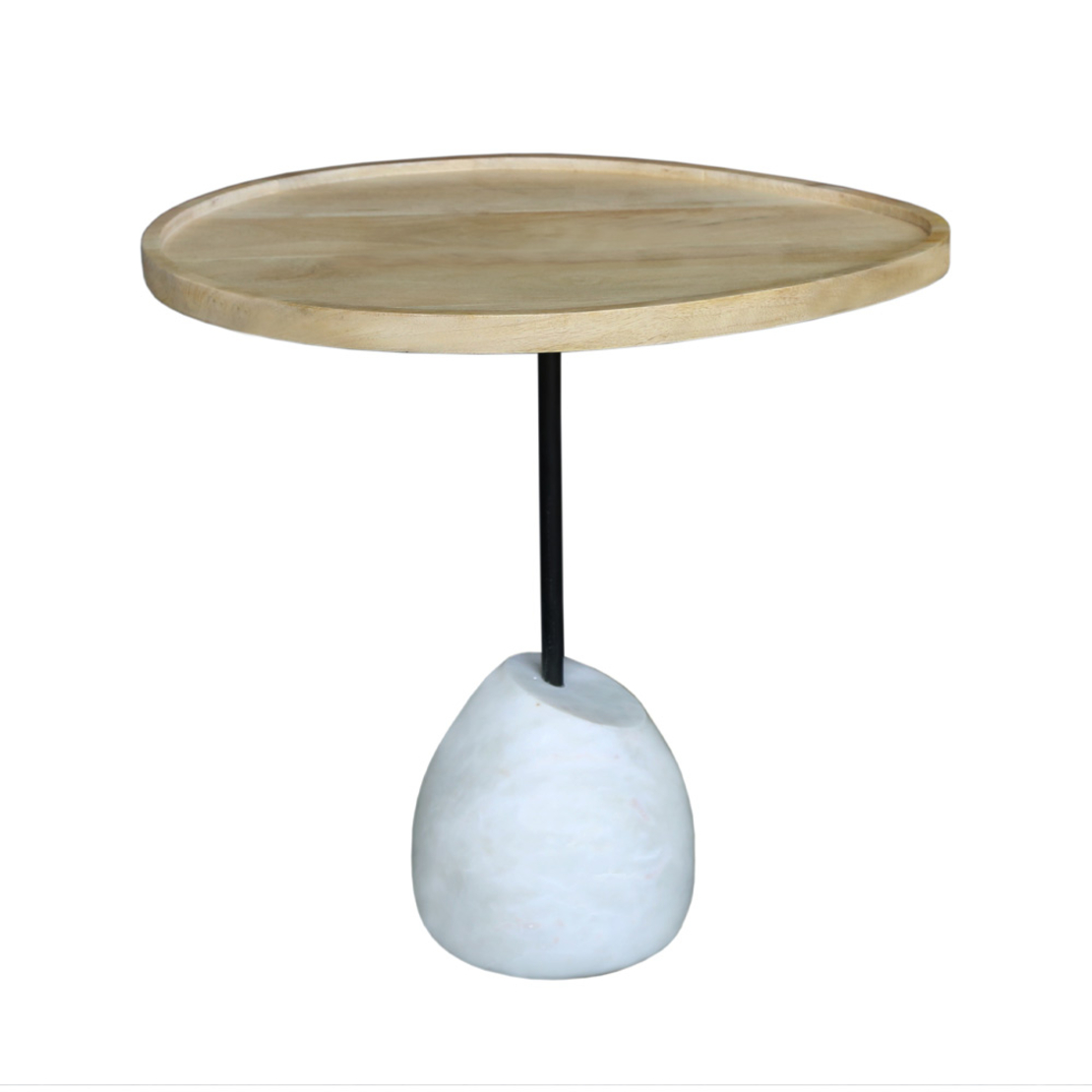 PILEA 56 SIDE TABLE WOOD MANGO NATURAL WHITE MARBL