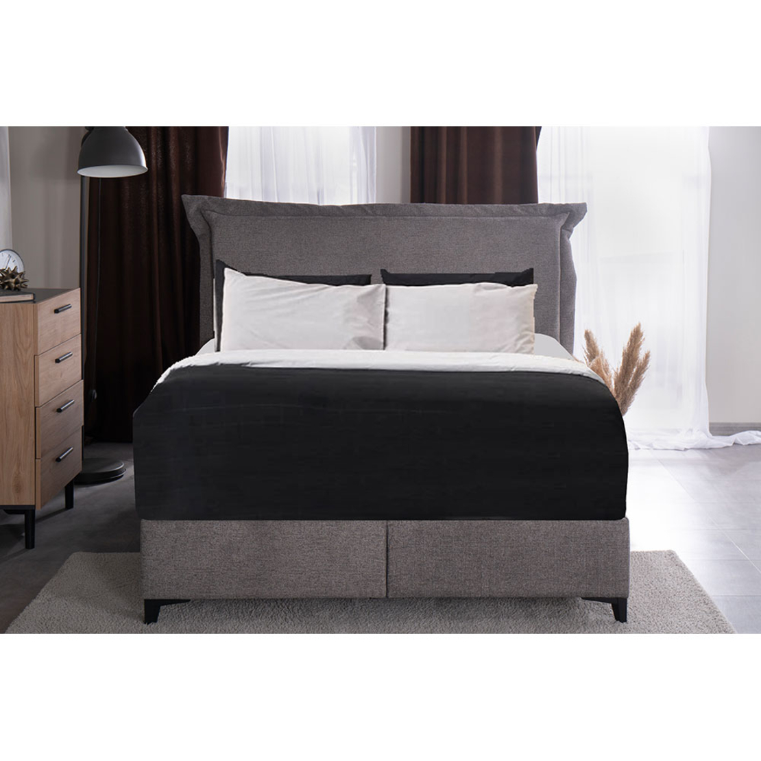 LONGWAVE BED WITH STORAGE (FOR MATTRESS 160x200cm) FABRIC GREY 34-900 E1 TR