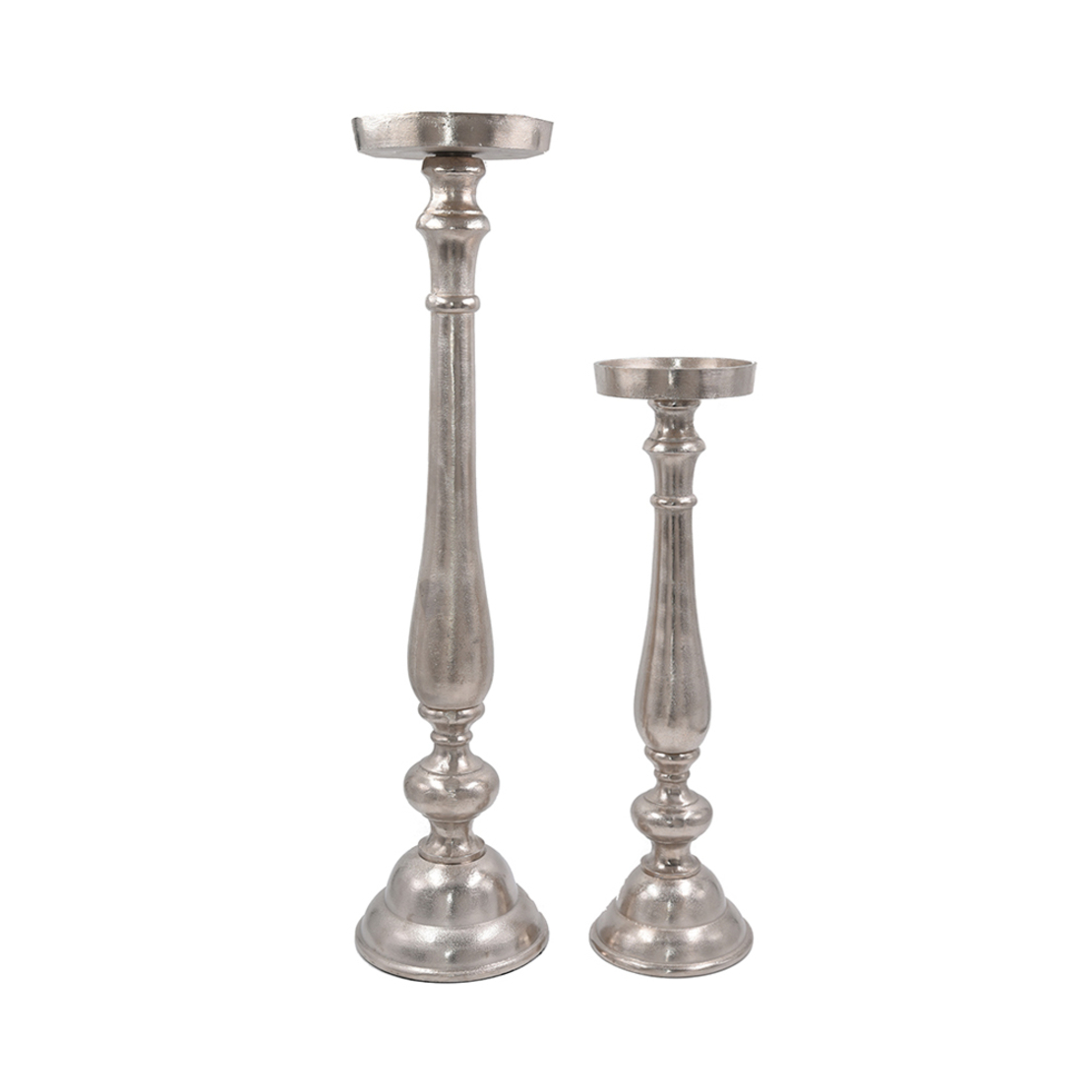 IONAS CANDLE HOLDER ALUMINIUM SILVER D15xH55cm IN