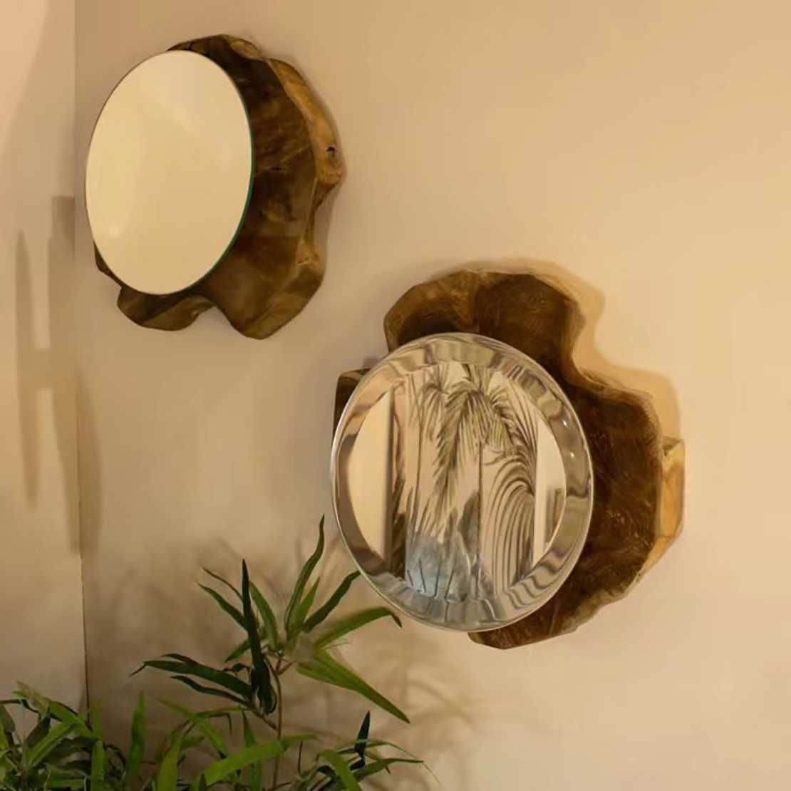 MEDUSA MIRROR WOOD NATURAL 30x30x11cm E1 PRC