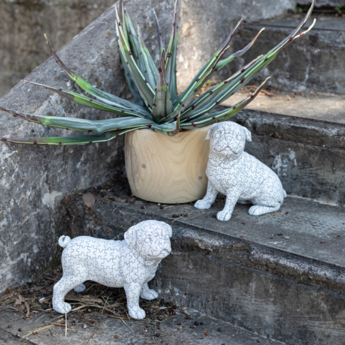PUZZLE 1 DECO DOG POLYRESIN WHITE BLACK 22,5x11,6x