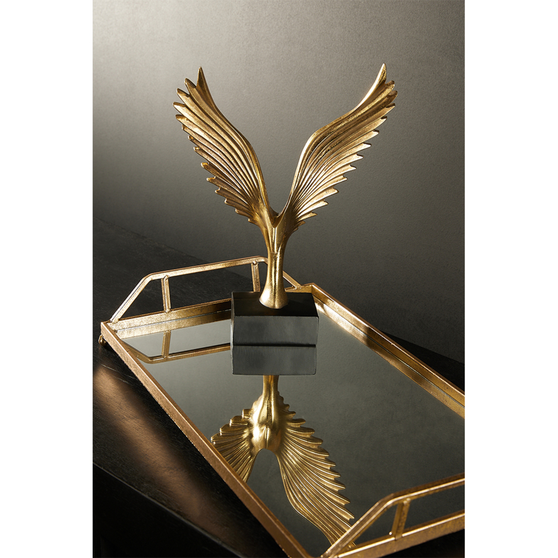 RAY TRAY WITH HANDLES SET 2PCS METAL MIRROR GOLD 5